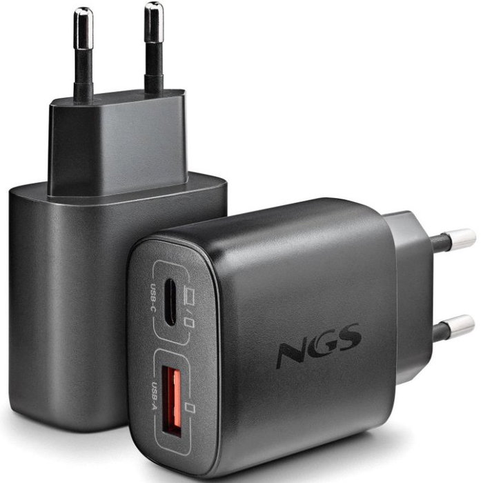 NGS ERA 45W Black Cargador de Pared GaN USB-C + USB-A